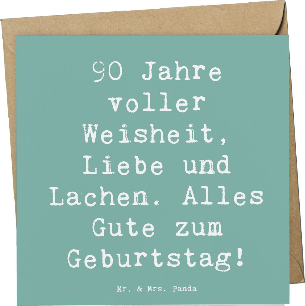 Mr. & Mrs. Panda Grußkarte Spruch 90. Geburtstag - Meeresbrise - Geschenk, schöne Worte zum, Klappkarte, 90 Jahre, Happy Birthday, doppelkarte, G...