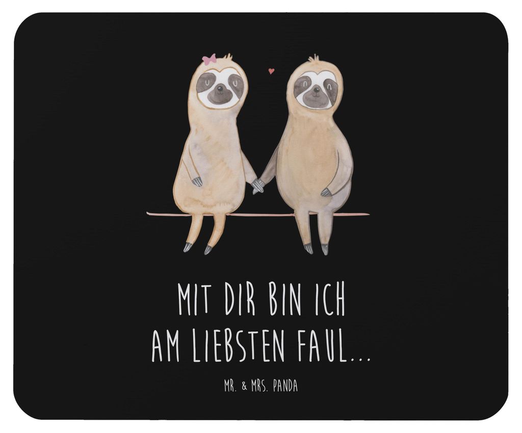 Mr. & Mrs. Panda Mousepad Faultier Pärchen - Schwarz - Geschenk, Mouse Pad, Mauspad, Beziehung, computer, Liebe, laptop