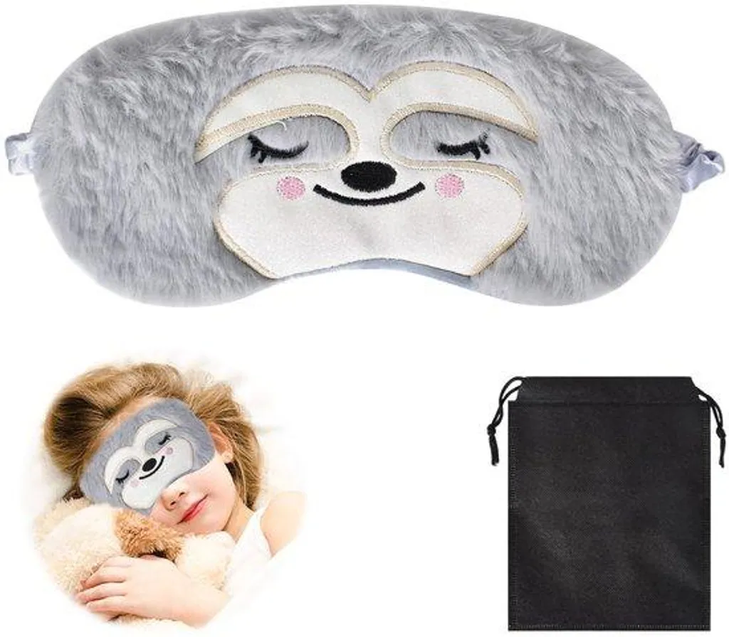 Masque de sommeil anti-lumière et bruit, peluche douce avec étui de rangement