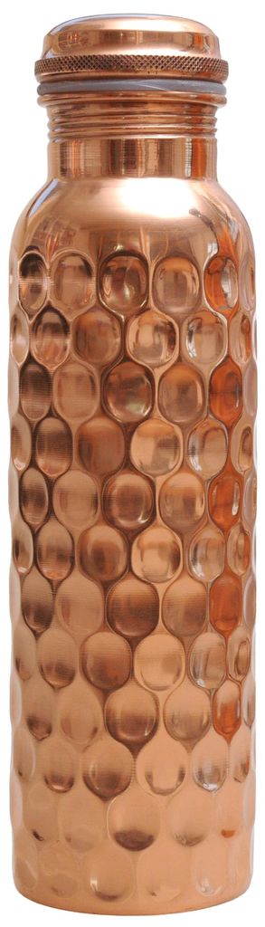 Kupfer-Wasserflasche 0,9 l, Serie Diamant mit Wabenmuster Produktbild 