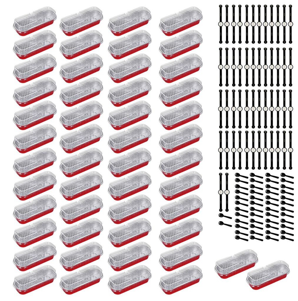 20/50 Mini-Kastenformen, Einweg-Aluminium-Backformen mit transparenten Schnappdeckeln, wiederverwendbare rechteckige Backformen aus Aluminiumfolie ...