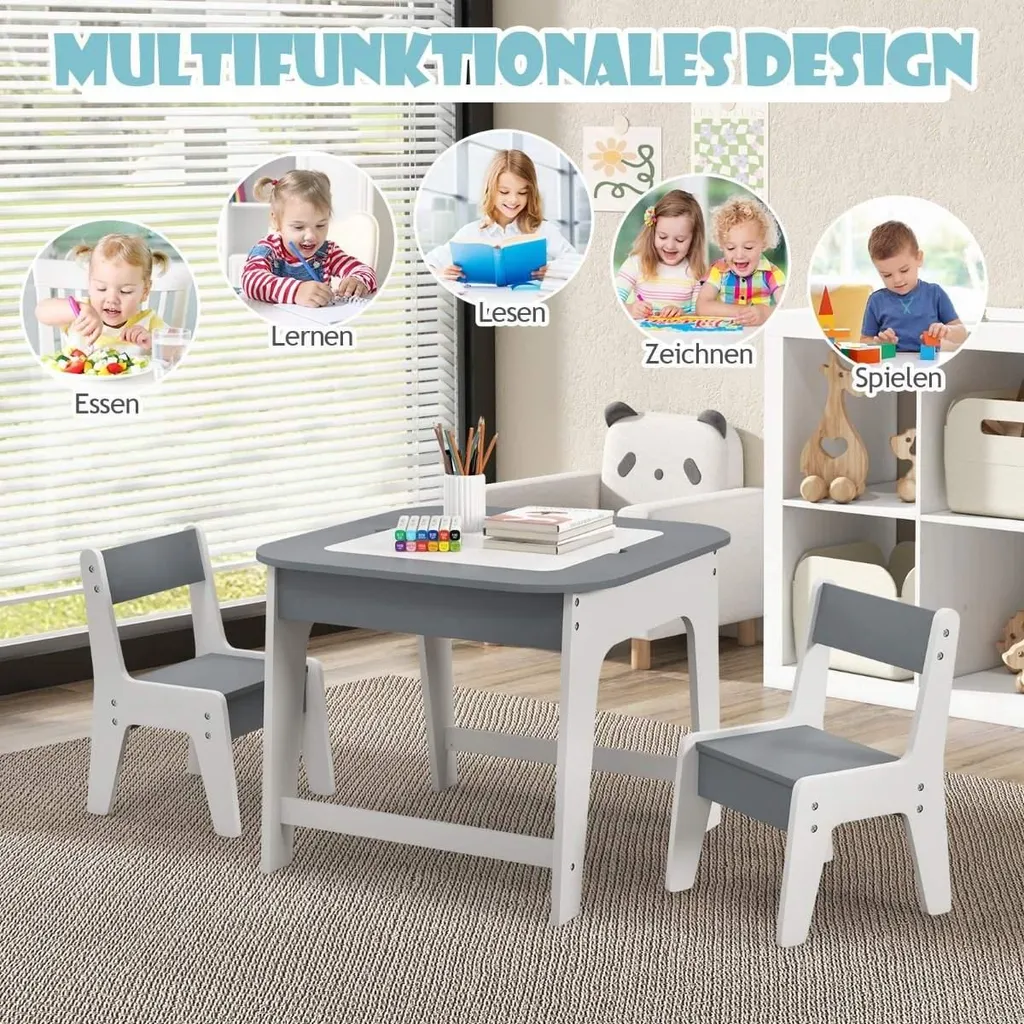 Table pour enfants en bois gris stable pour éviter le désordre en chambre