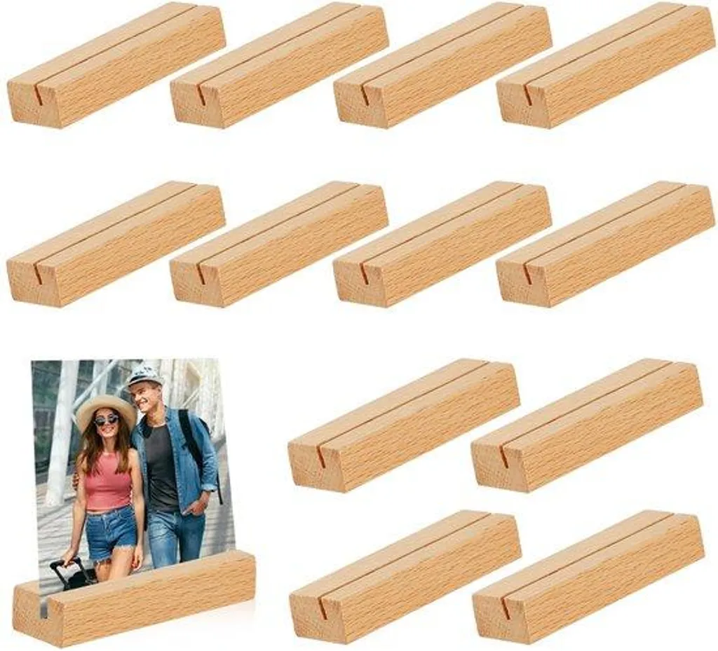 Porte-menus bois robuste 12 pièces pour affichage photo et mariage chic