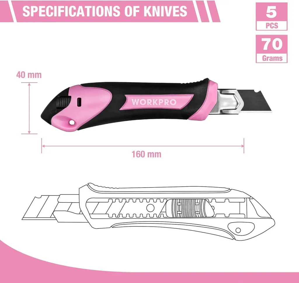 Cutter universel 18mm professionnel avec lot de 20 lames acier carbone
