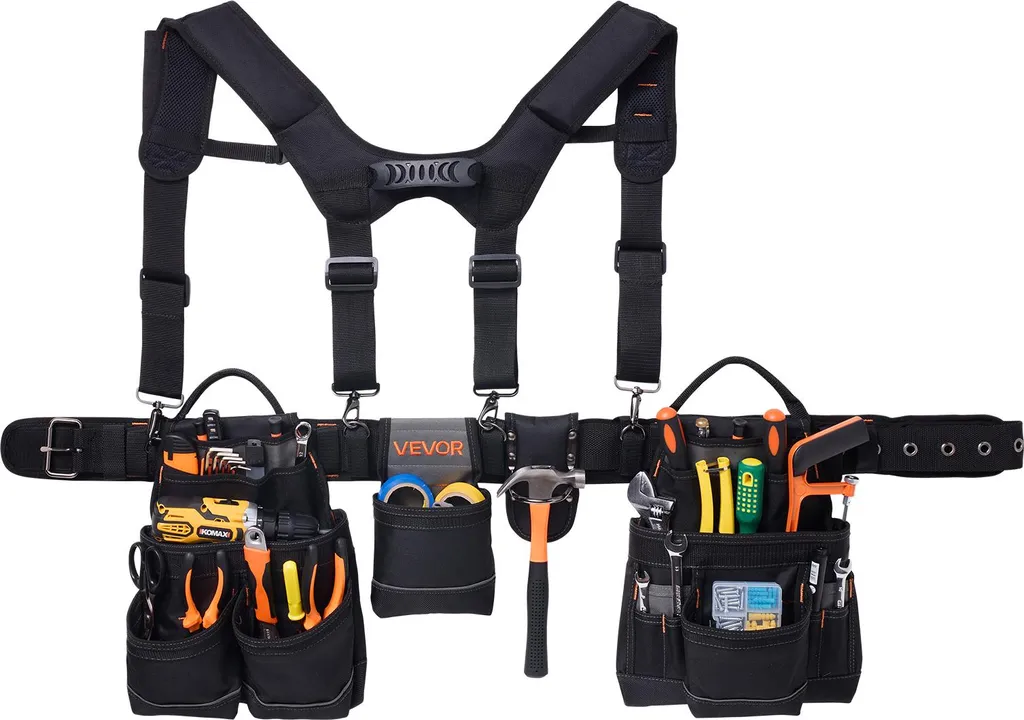 Porte-outils pour charpentier et menuisier avec harnais de maintien