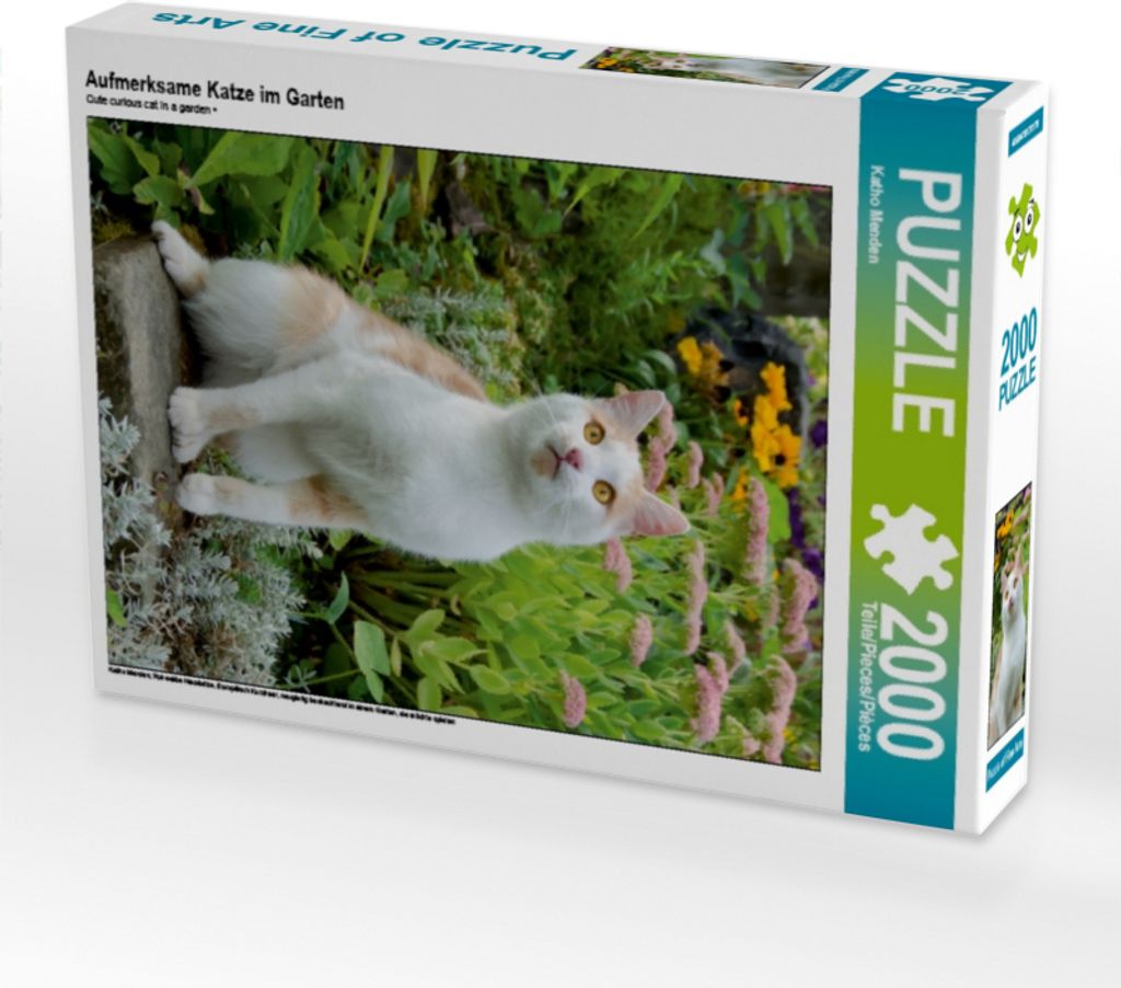 Calvendo Aufmerksame Katze im Garten 2000 Teile Puzzle hoch 670x900mm, Menden Katho; 7396577