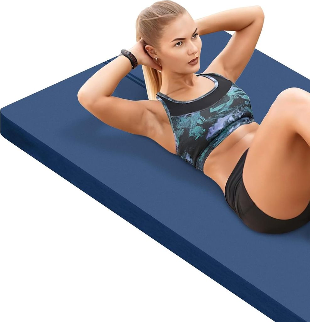 Große Antirutsch-Yogamatte - 15mm dicke Fitnessmatte für Yoga, Pilates und Bodenübungen mit Tragetasche