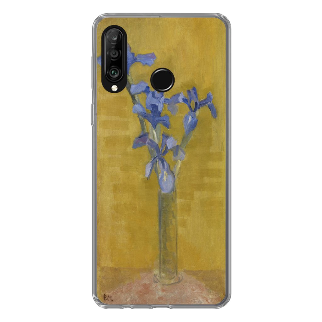 MuchoWow Handyhülle Schutzhülle Hülle für Huawei P30 Lite Schwertlilien - Piet Mondrian - Alte Meister Silikon Softcase Handy Hülle - Handyh...