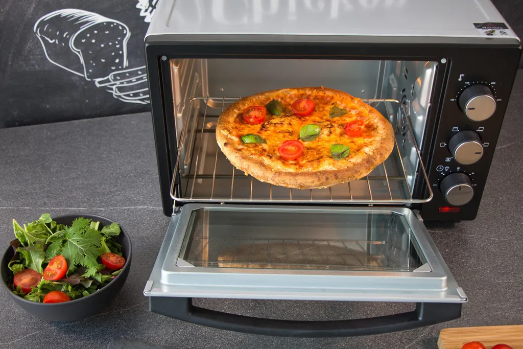 Steinborg Mini-four 25L 1600W Argent - Four à Pizza 3-en-1 Convection - 23