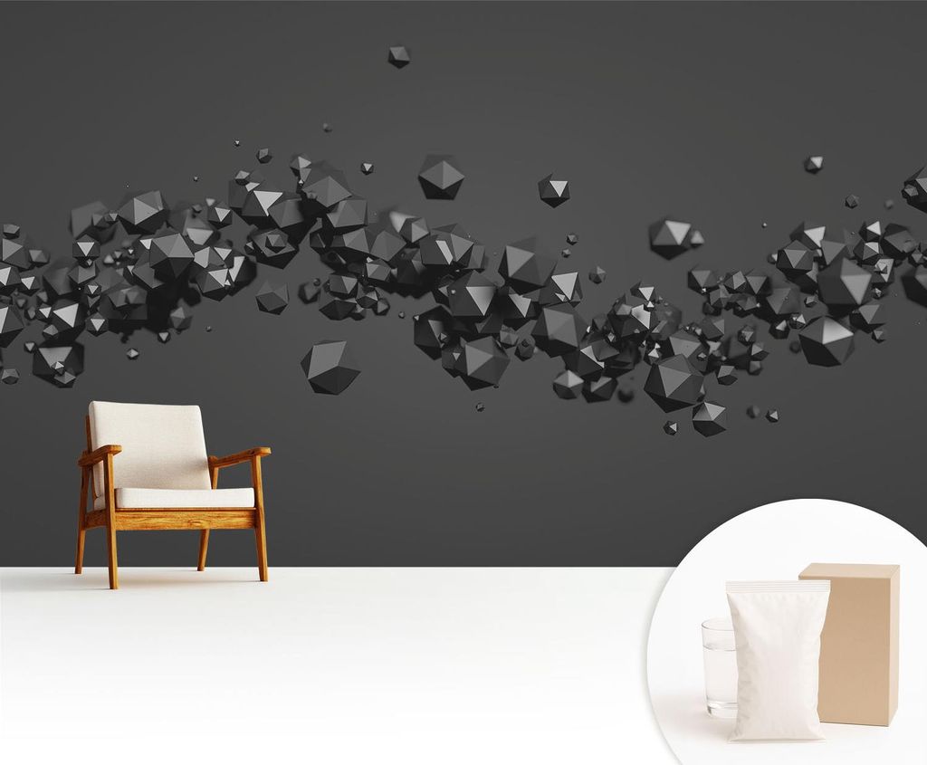 Fototapete - 416x254 cm - Tapete - Wandtapete - Wandbilder - Dekofolie - Tapete Folie - Wand - Dekoration - Wohnzimmer - Schwarze Klumpen