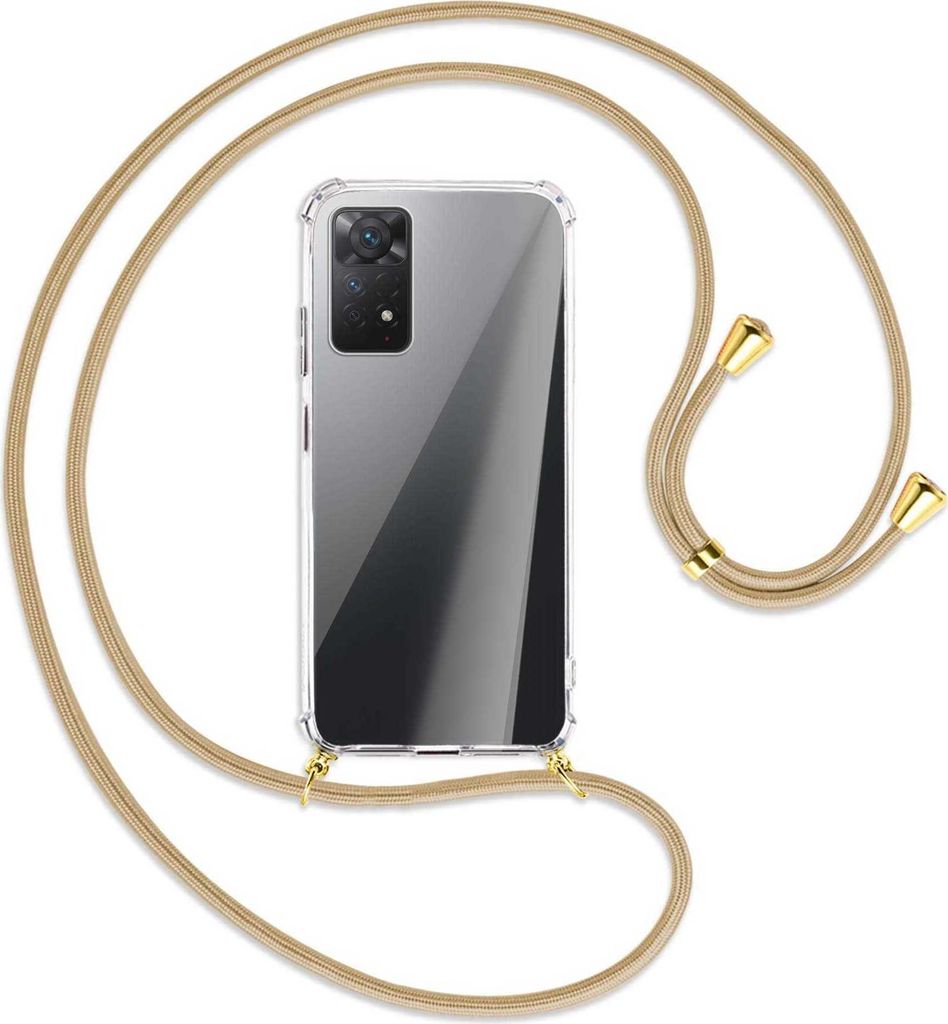 Handykette Backcover-Schutzhülle mit Band (Metall goldfarben) für Xiaomi Redmi Note 11 Pro 4G/5G (EU) - caramel