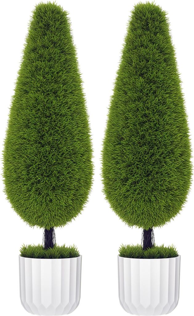 HOMCOM Kunstpflanze Zypresse 2er-Set 90 cm Künstliche Pflanzen Kunstbaum im Topf