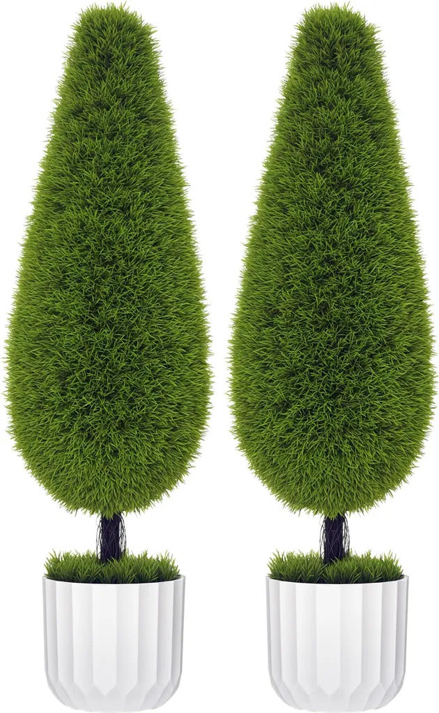 Paire de Plantes Artificielles Cyprès 90 cm - Arbustes Déco de Jardin