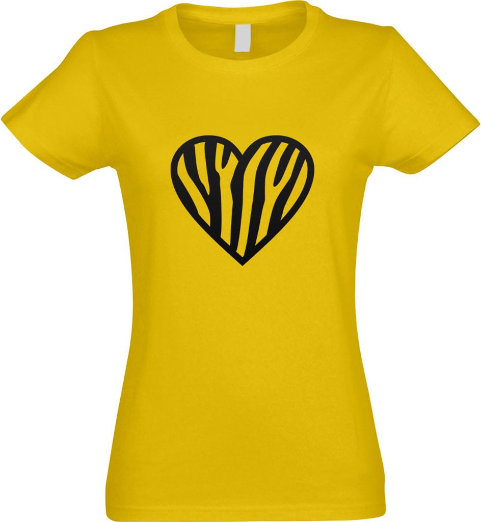 Kiwistar - T-Shirt tailliert - Damen - gelb - Zebra - mit Motiv Bedruckt - Funshirt Design - Sport - Freizeit - Damen - XL