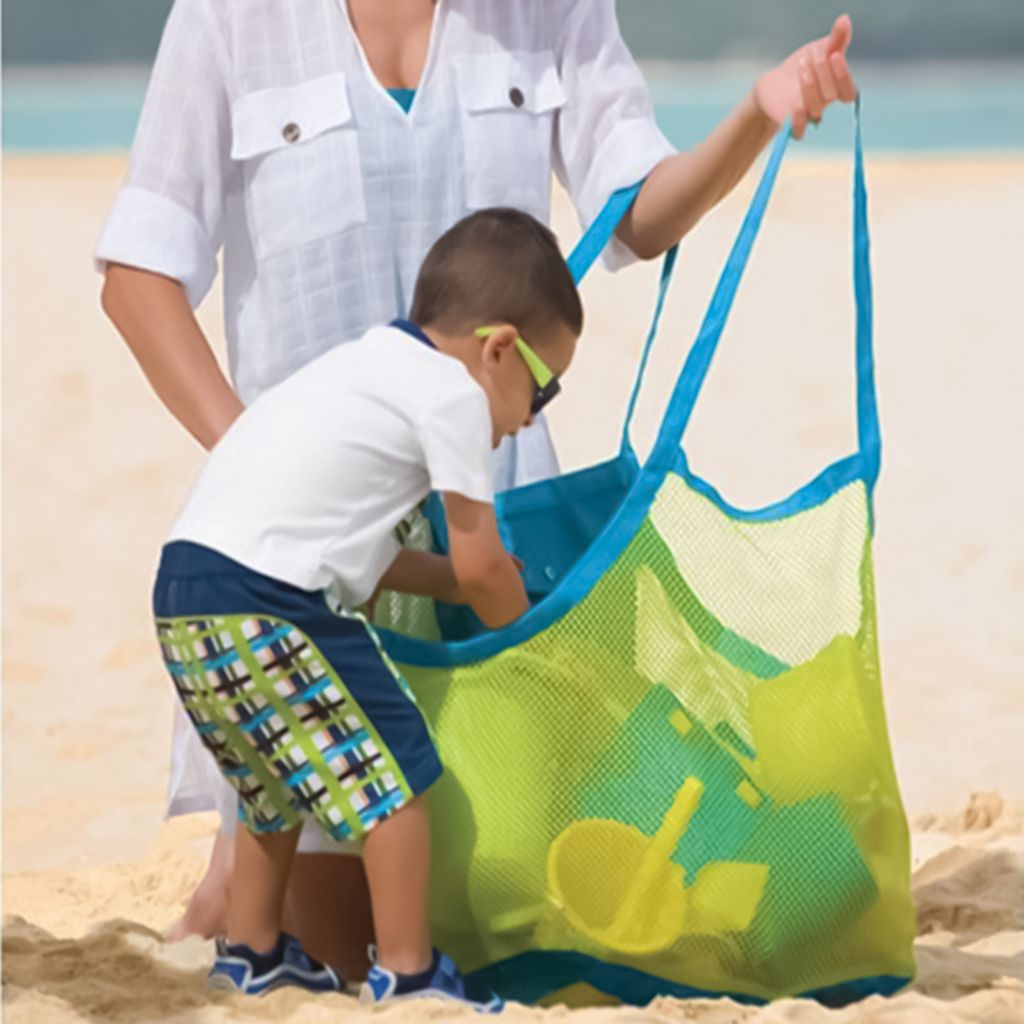 Sandspielzeug Netztasche Groß, 2 Stück Strandtasche Strandspielzeug Tasche  Mesh Beach Bag Aufbewahrungstasche Wiederverwendbare Faltbare, für