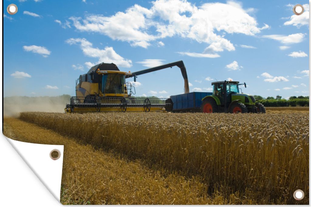 MuchoWow 120x80 cm Outdoor-Poster Gartendeko Sichtschutz Garten Poster für den Garten Traktor - Bauernhof - Landleben - Ernte - Getreide