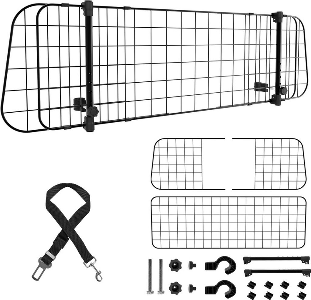 Yakimz hundegitter auto verstellbar von 90-145 cm Nimm 3 stacheldraht Universal Mit kleinen tieren funktioniert schwarz