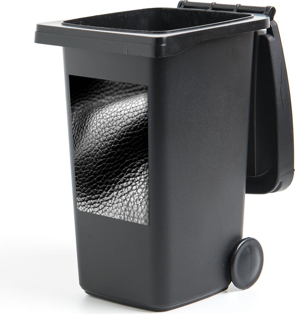 MuchoWow Mülltonnenaufkleber Leder - Textur - Schwarz - Hell 40x60 cm - Mültonnen-sticker - Sticker - Aufkleber für die Mülltonne