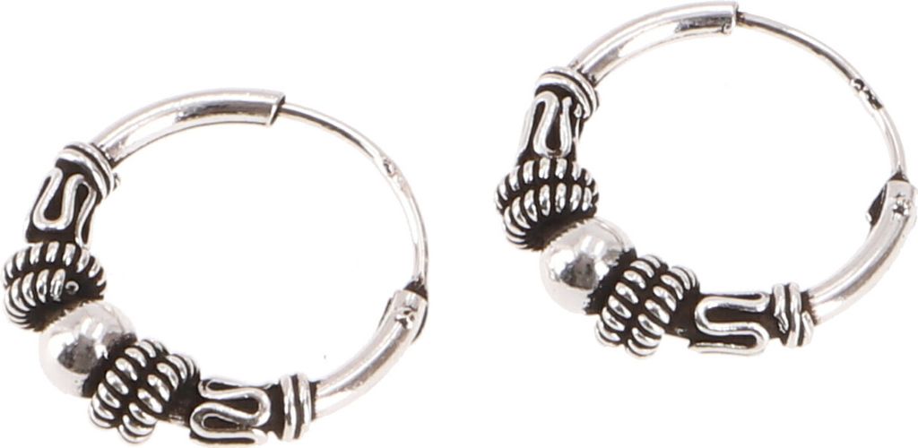 Ethno Ohrringe, Boho Silbercreolen, Creolen - 1,6 Cm/Modell Produktbild 