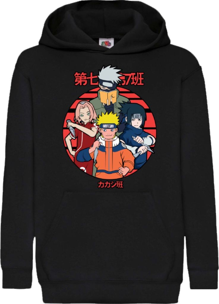 Kinder Kapuzenpullover Japan Manga Comics Anime Naruto Team 7 01 Var-031 Team Members, 12-13 Jahr - 152 / Schwarz