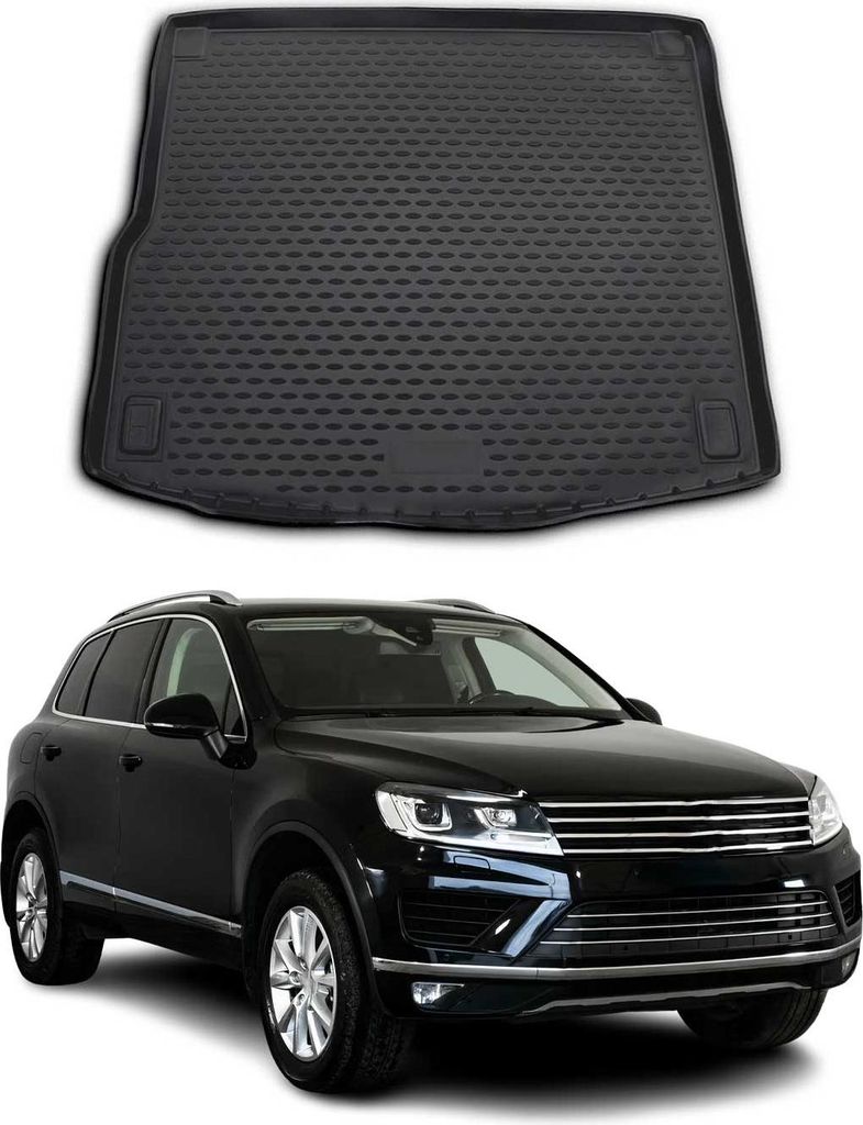 OMAC Kofferraummatte Kofferraumwanne für VW Touareg 2010-2014 Gummi TPE Schwarz