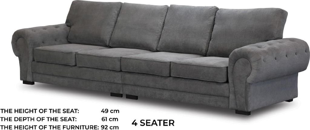 Viersitzer klassisches Sofa Möbelpolsterung in grau Bequemes Couch Stoff