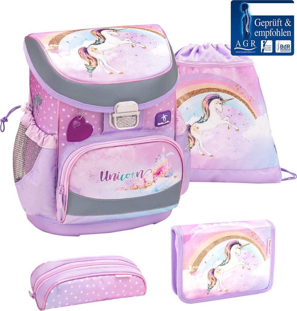 Belmil Mini-Fit, ergonomisches Schulranzen-Set – Rainbow Unicorn