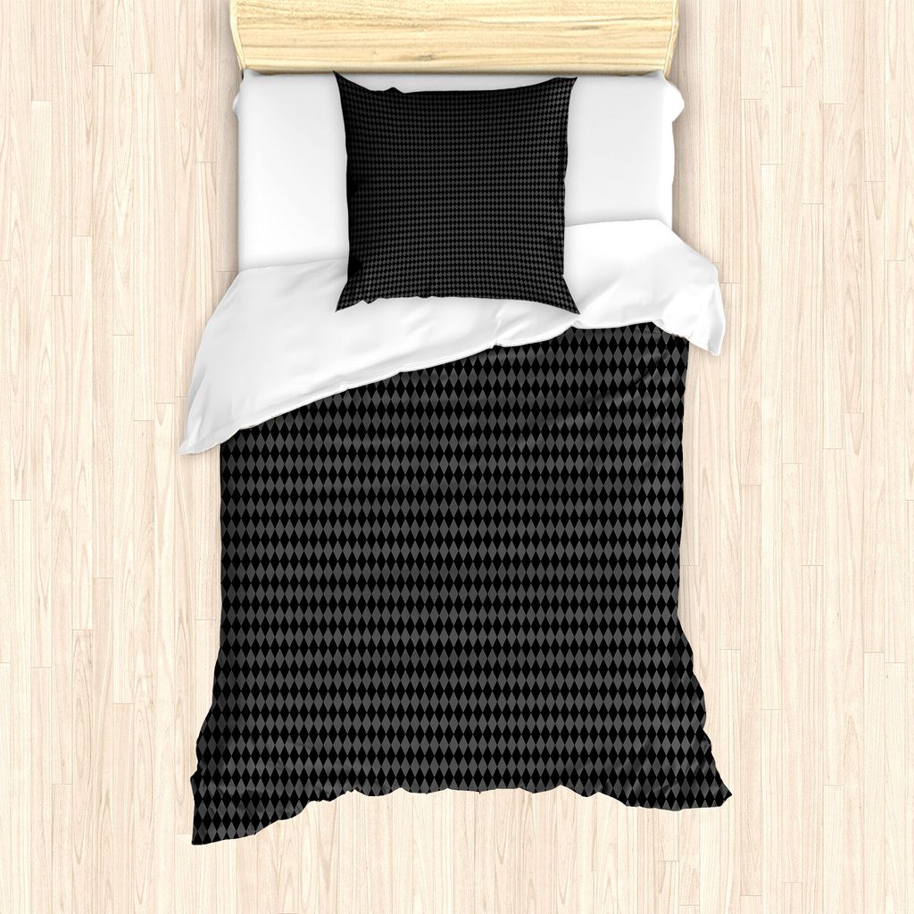ABAKUHAUS Holzkohle Bettbezug Set für Einzelbetten, Einfache Graustufen Argyle, Milbensicher Allergiker geeignet mit Kissenbezug, 135 cm x 200 cm ...