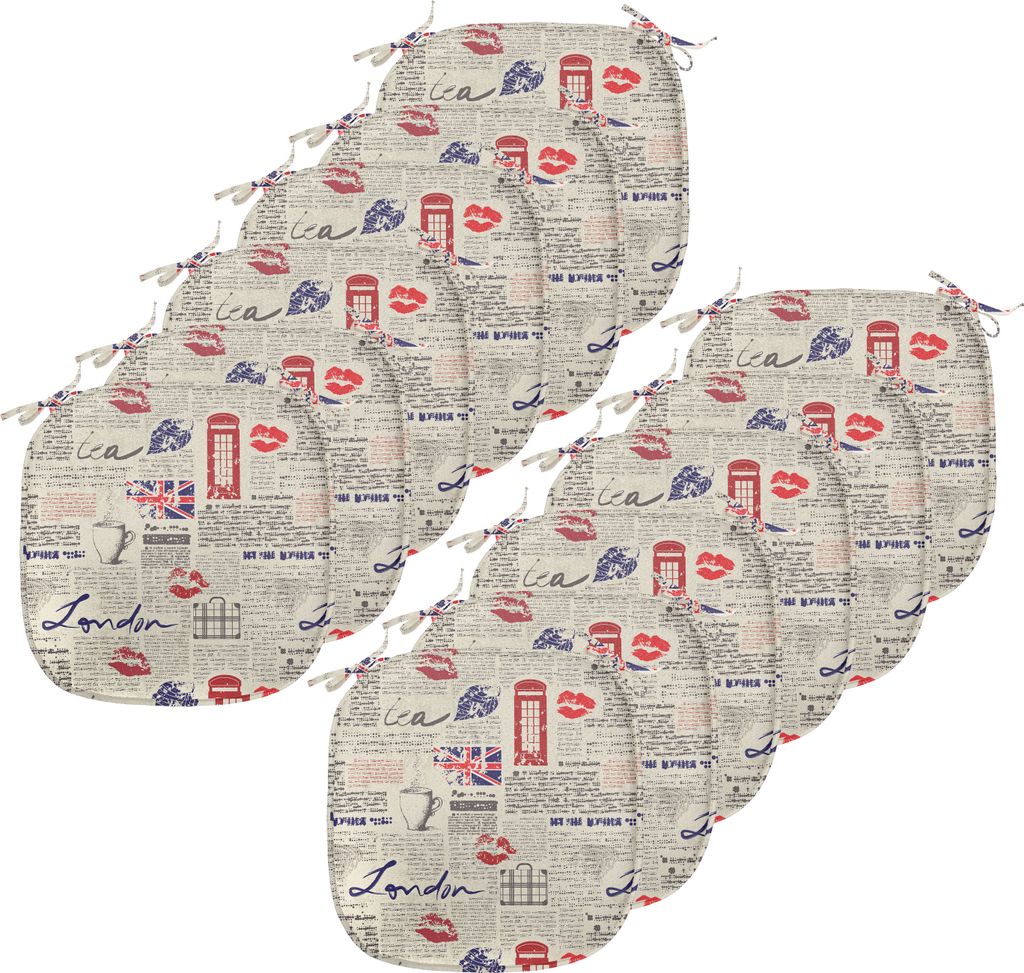 ABAKUHAUS Tee-Party Polster für Esszimmerstühle, Zeitung Kuss Marks, Dekoratives wasserfestes Kissen mit Riemen für Küchensitze, 40 cm x 40 cm-...