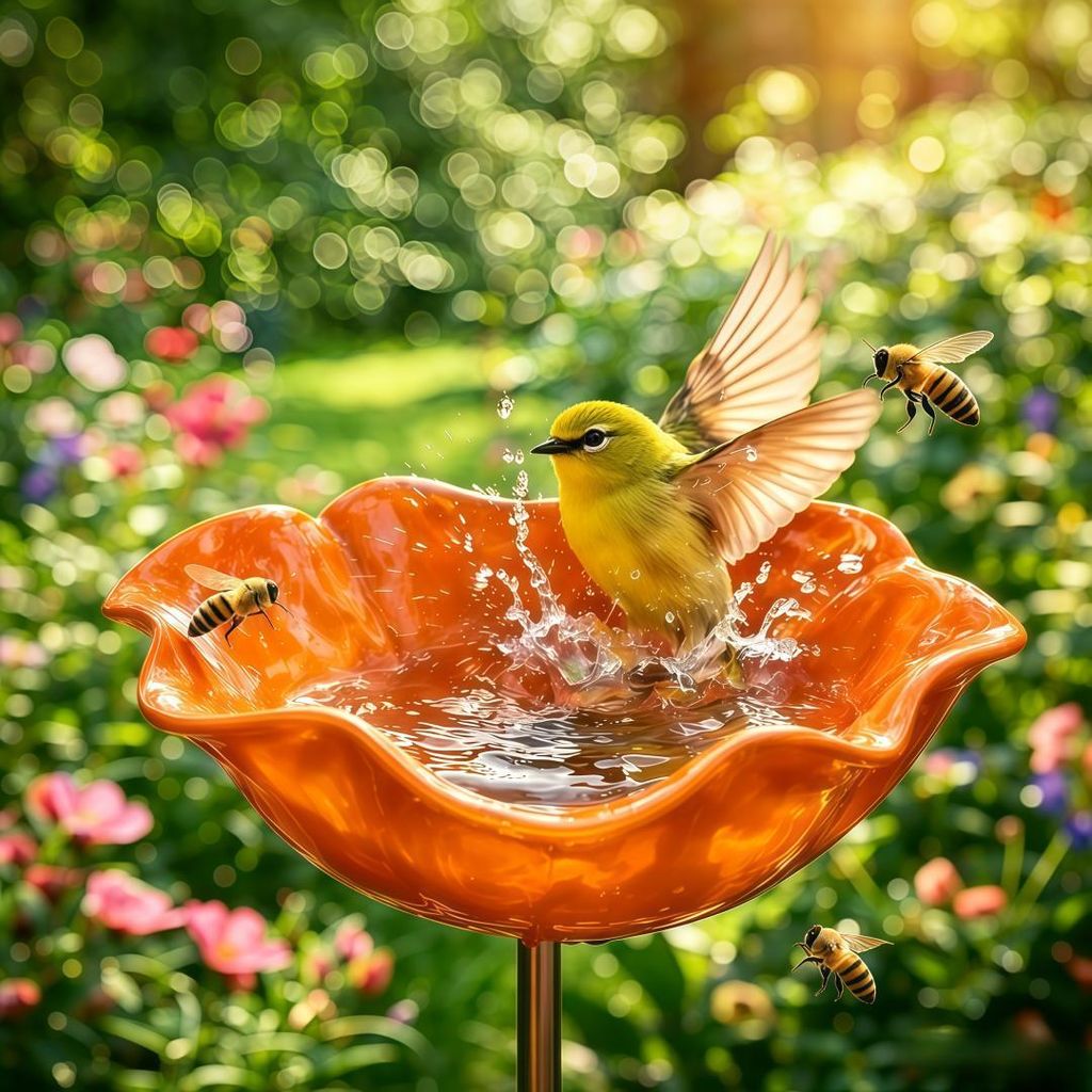 Vogeltränke Garten Metall, Bienen Tränke mit Erdspieß, Produktbild 