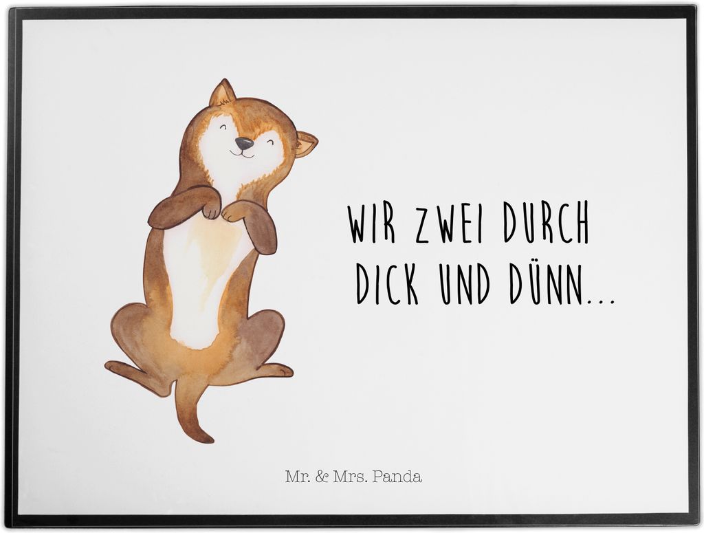 Mr. & Mrs. Panda Schreibtischauflage Hund Streicheln - Weiß - Geschenk, Kraulen, tischauflage, Schreibunterlage, Hunde, Unterlage Schreibtisch, Hu...