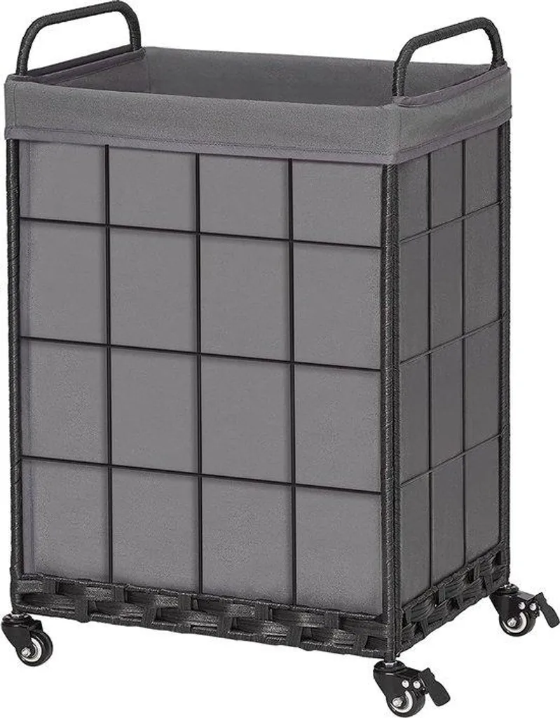 Chariot à linge 100L gris haute mobilité avec sac amovible robuste