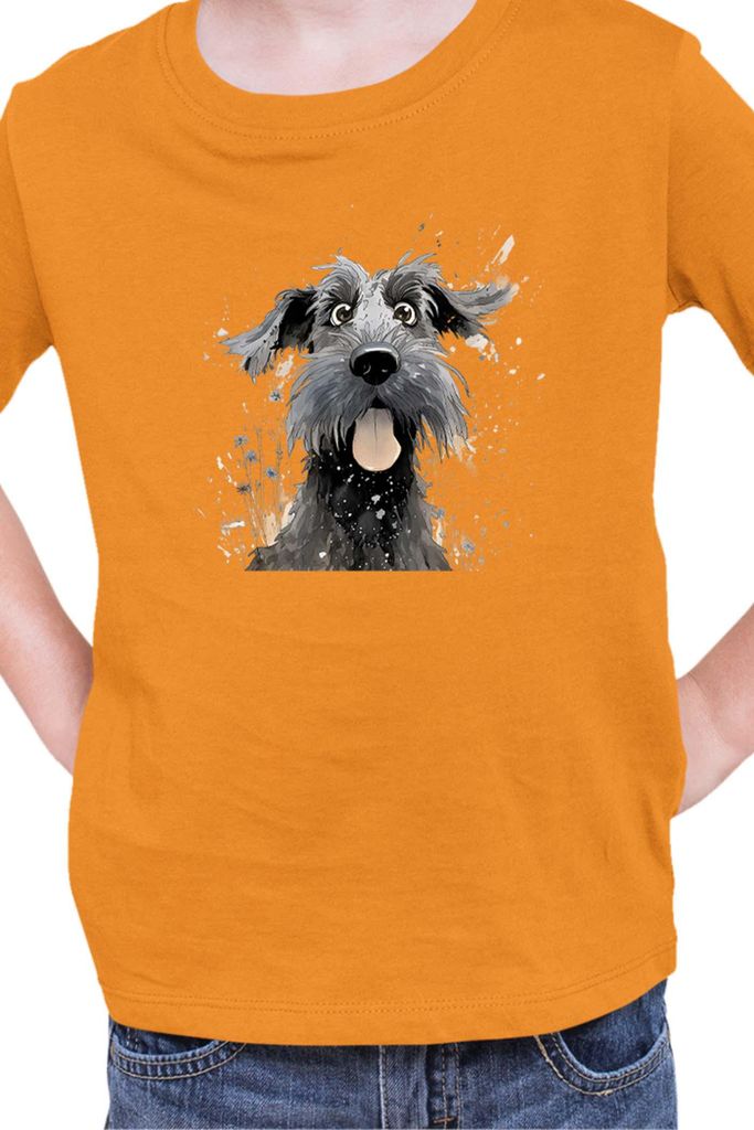 Kinder T-Shirt Funny Dogs Breeds Giant Schnauzer Dog Breed, 3-4 Jahr - 104 / Orange
