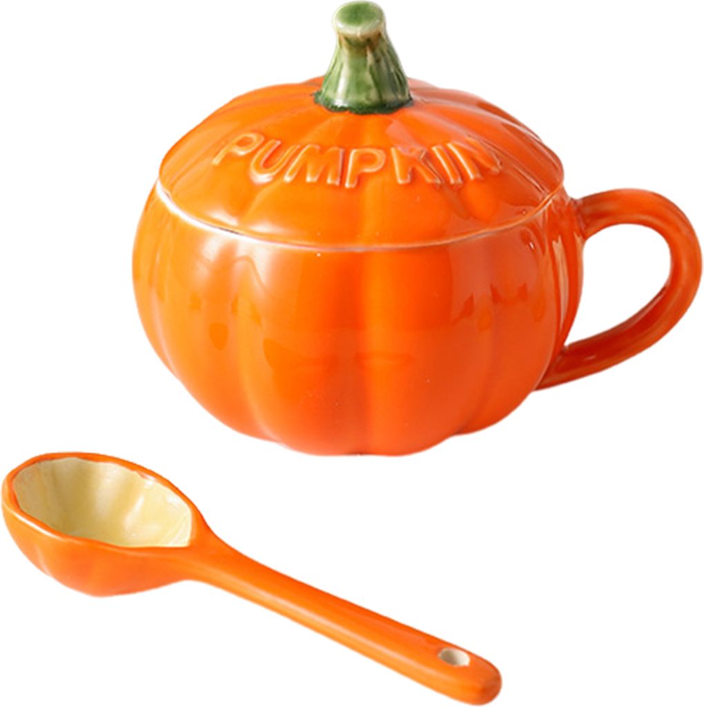 300 ml Kürbistasse mit Deckel, Herbst-Kaffeetasse, Thanksgiving-Tassen, Kürbis-Keramik-Kaffeetasse, süße Tee- und Kaffeetassen für Geburtstag,...