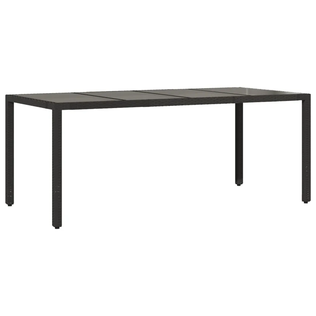 Tavolo vidaXL 190x90 per Patio Vetro Temperato Nero Rattan Sintetico