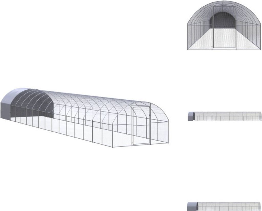 vidaXL Outdoor-Hühnerstall 3x16x2 m Verzinkter Stahl - Lebensräume & Gehege für Kleintiere