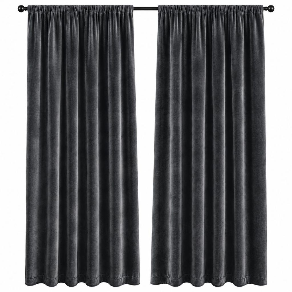 2 Stück Vorhang Samt Blickdicht mit Kräuselband 140x245 Produktbild  KI-generiertes Bild