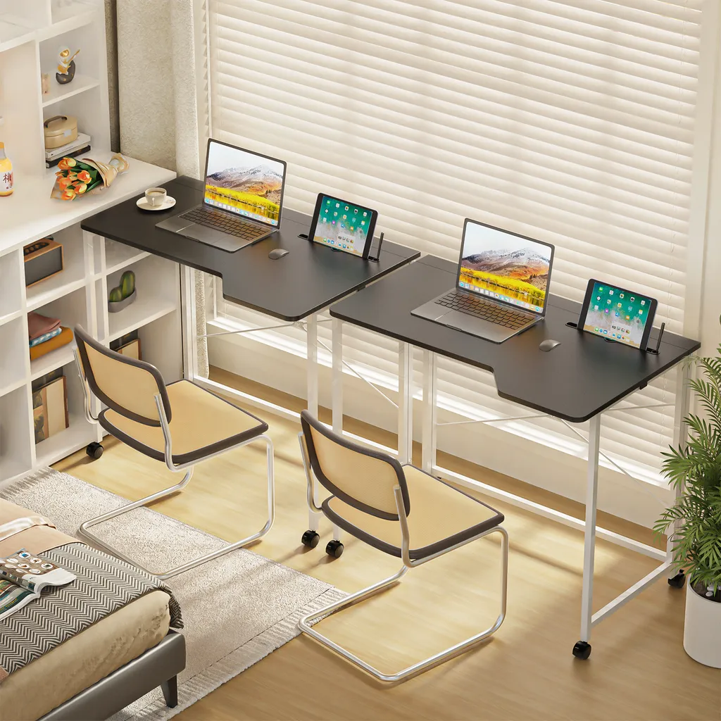 Table d'ordinateur mobile Gaming - Bureau pliable avec 4 roulettes - 3