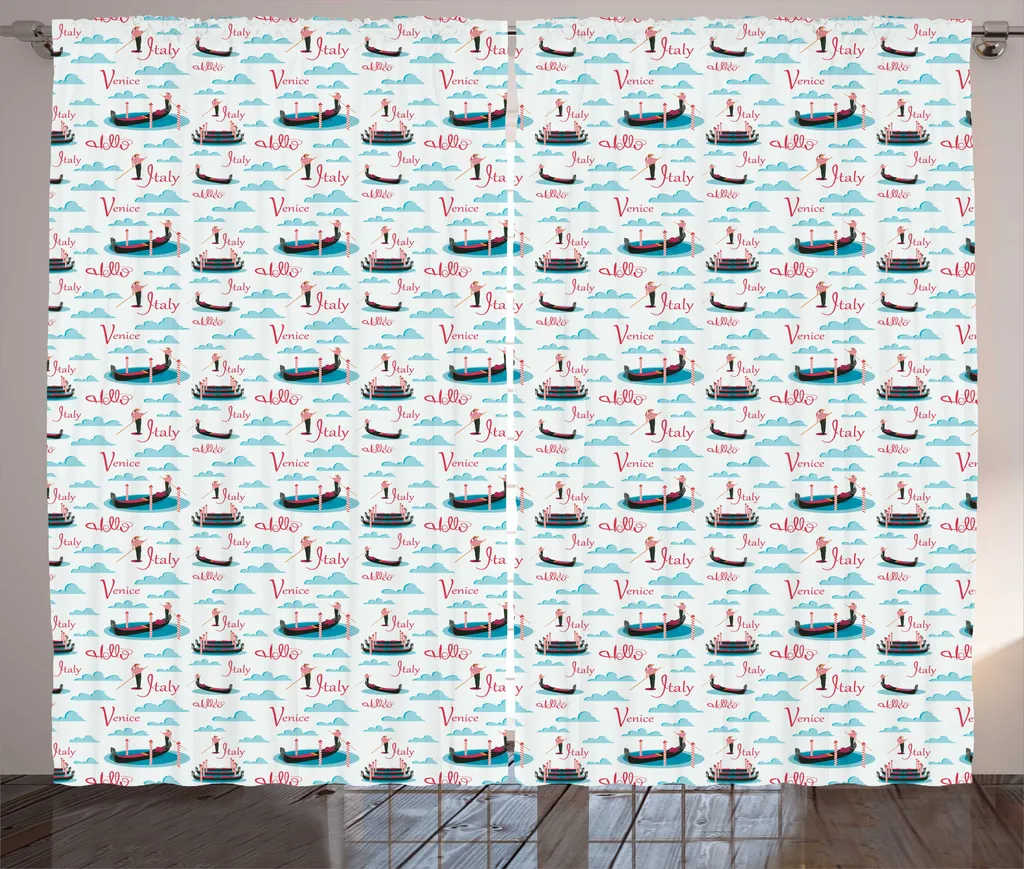 Paire de rideaux universels Italie pour salon, décor de Venise 280x225 cm