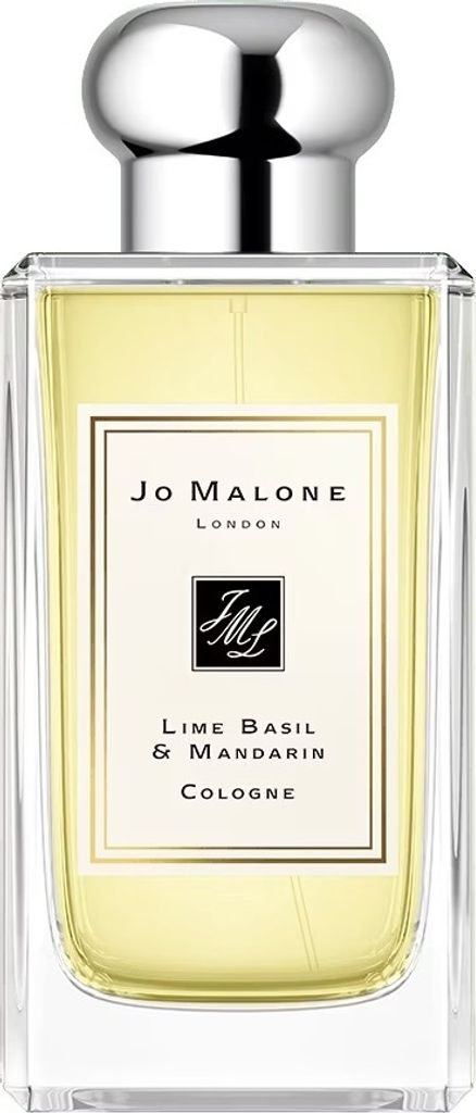 A clear studio shot of a Jo Malone Lime Basil & Mandarin Eau de Cologne bottle.