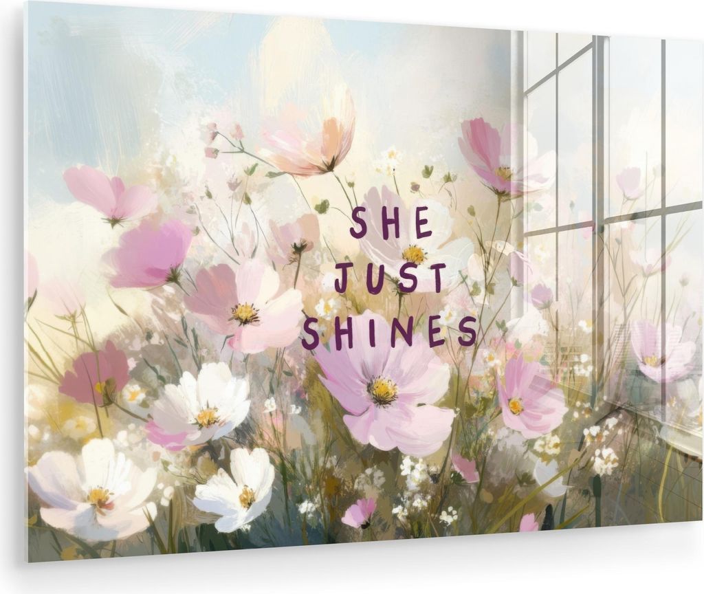 MuchoWow Glasbilder - Bilder auf Wandbild - Foto auf Glas Zitat - Blumen - Malerisch 120x80 cm Wanddekoration aus Glas - Acrylglasbild - Acrylbilde...