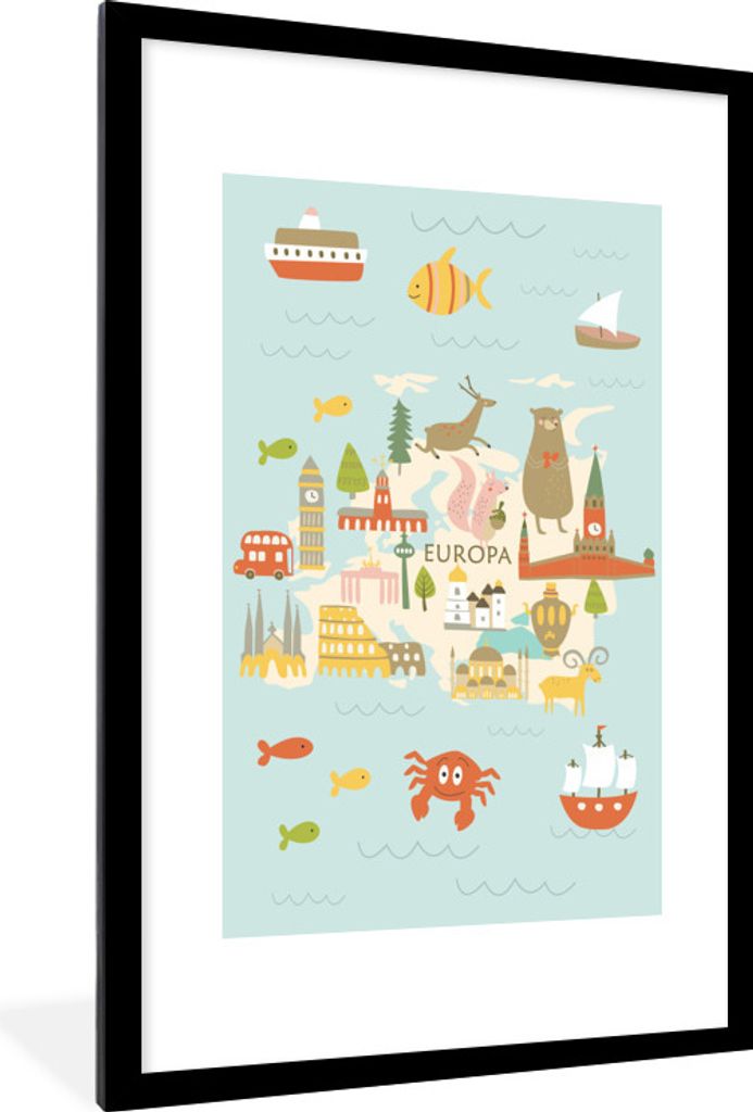 MuchoWow® MuchoWow® Gerahmtes Poster Weltkarte Kinder - Produktbild 