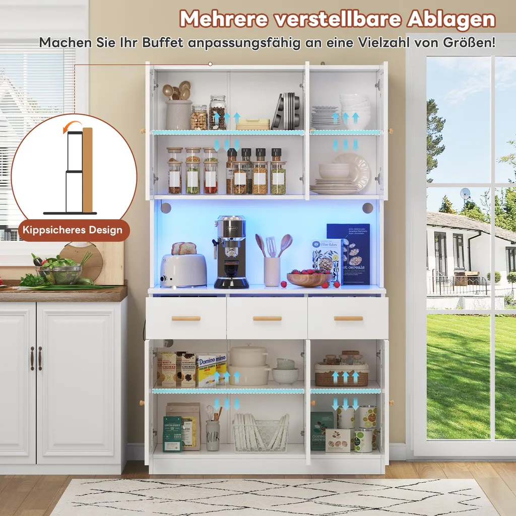 Armoire de cuisine Fortuna Lai 182 cm blanche avec LED et prise intégrée - 4