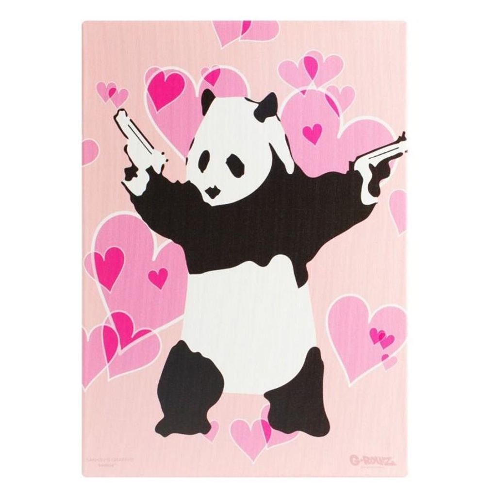 Banksy PANDA GUNNIN' Druck auf Leinwand 90x64cm G-Rollz Canvas