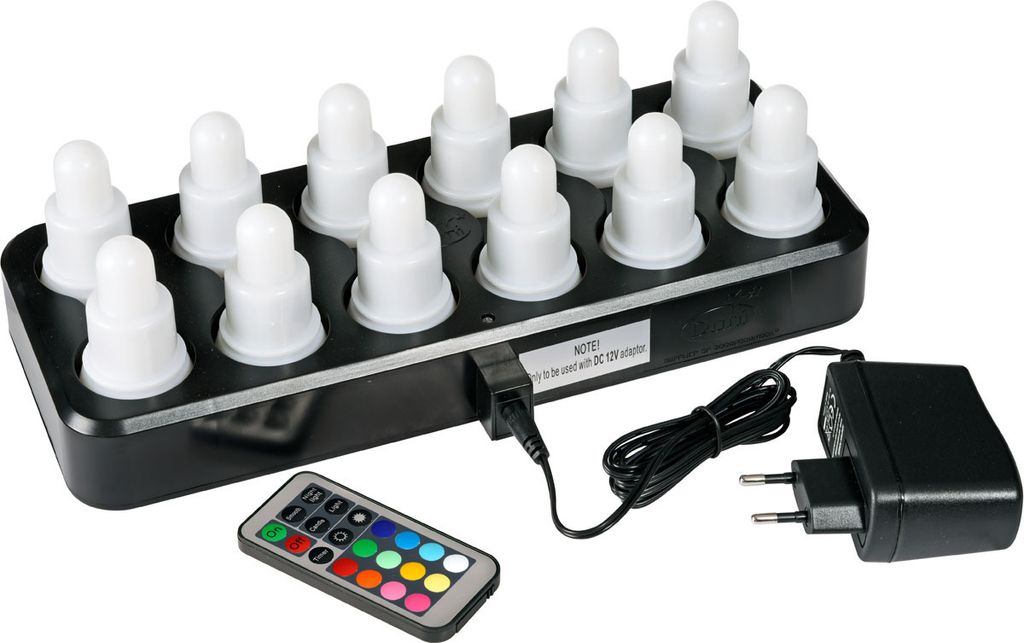 DUNI 12er LED Teelichter Set Mehrfarbig mit Ladestation inkl. Fernbedienung Multicolour Kerzen