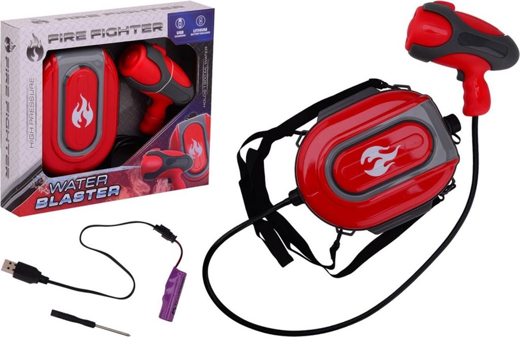 Johntoy Feuerwehr Wasserspritz-Rucksack - Elektrische Wasserpistole Spielzeug