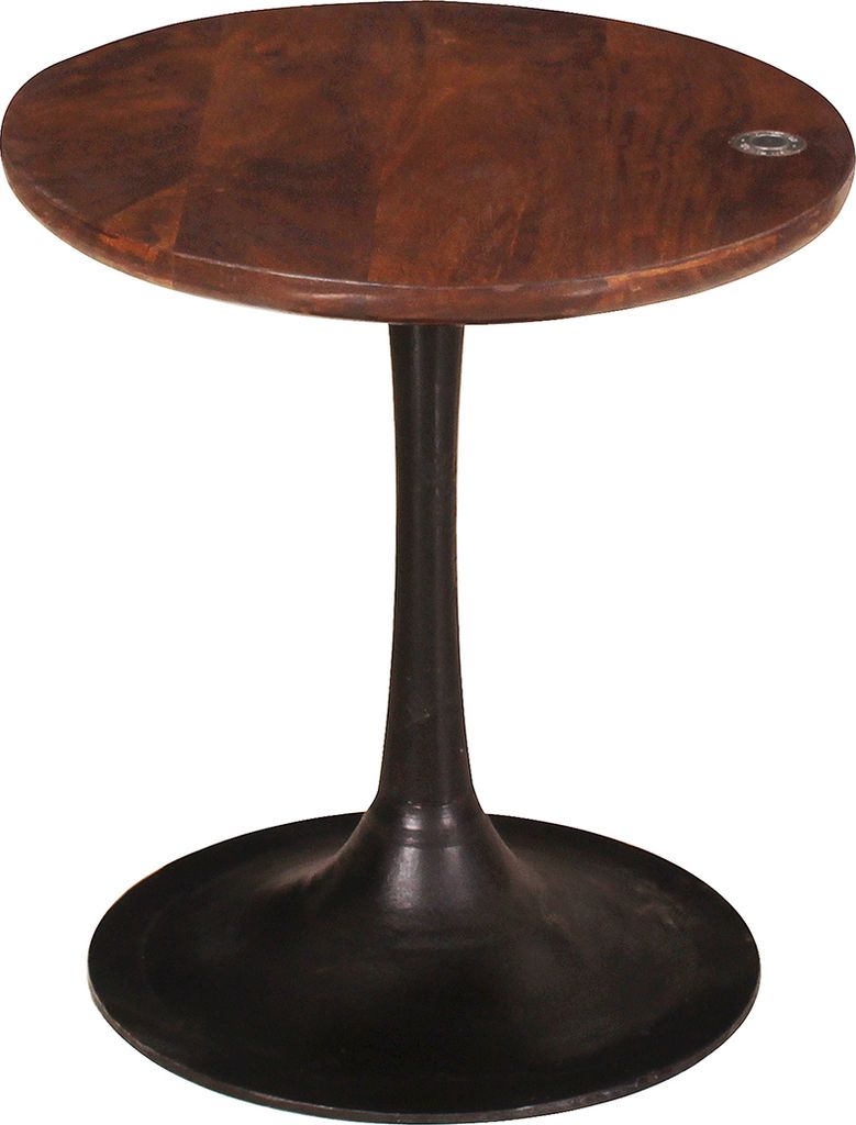 SIT Möbel Beistelltisch | Ø 40 cm | Mango Tischplatte 25 mm antikbraun | Sockel Metall schwarz | B 40 x T 40 cm H 42 cm | 12882-01 | Serie BEISTE...