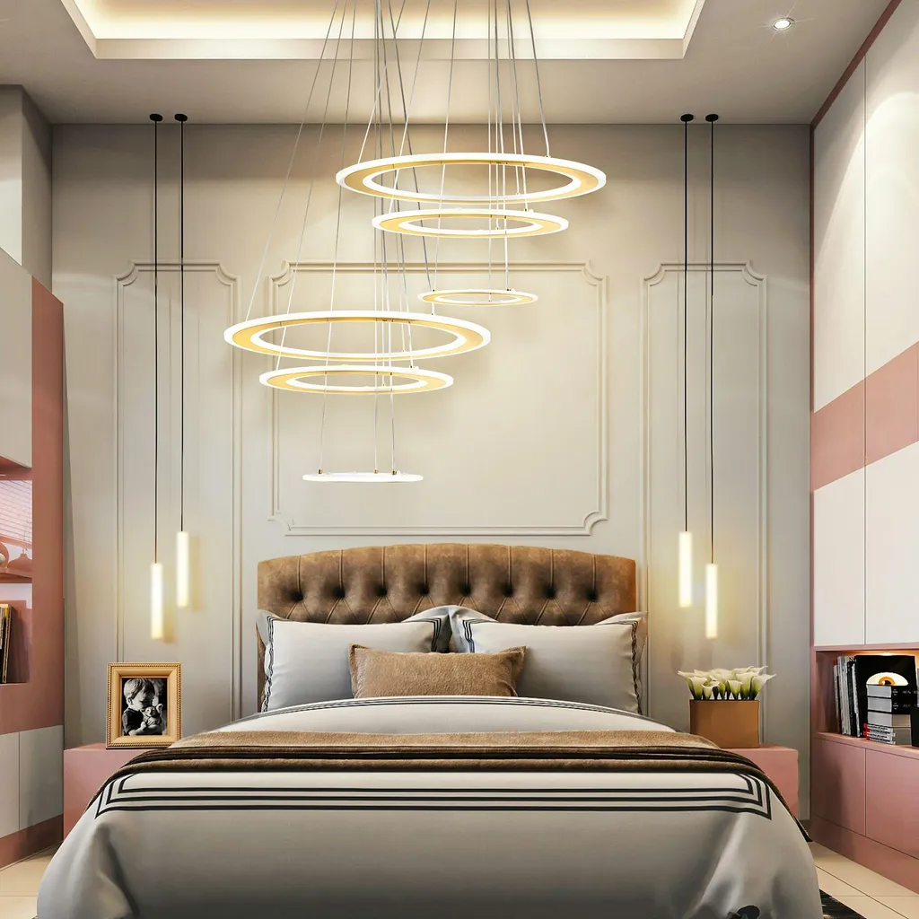 Suspension LED Moderne Or Brossé Toolight G041-3CP pour Salon Design - 2