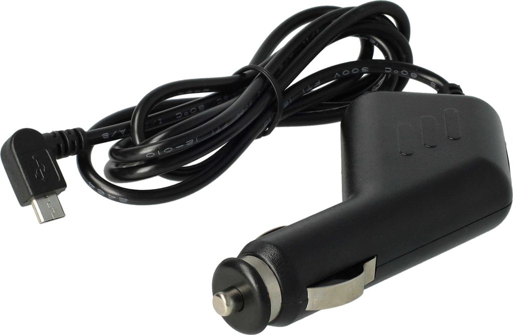 vhbw Autoladekabel Micro-USB 12V Zigarettenanzünder Adapter 1,0 A kompatibel mit Olympia Vox Colour, 90° Stecker Schwarz 11,8 cm
