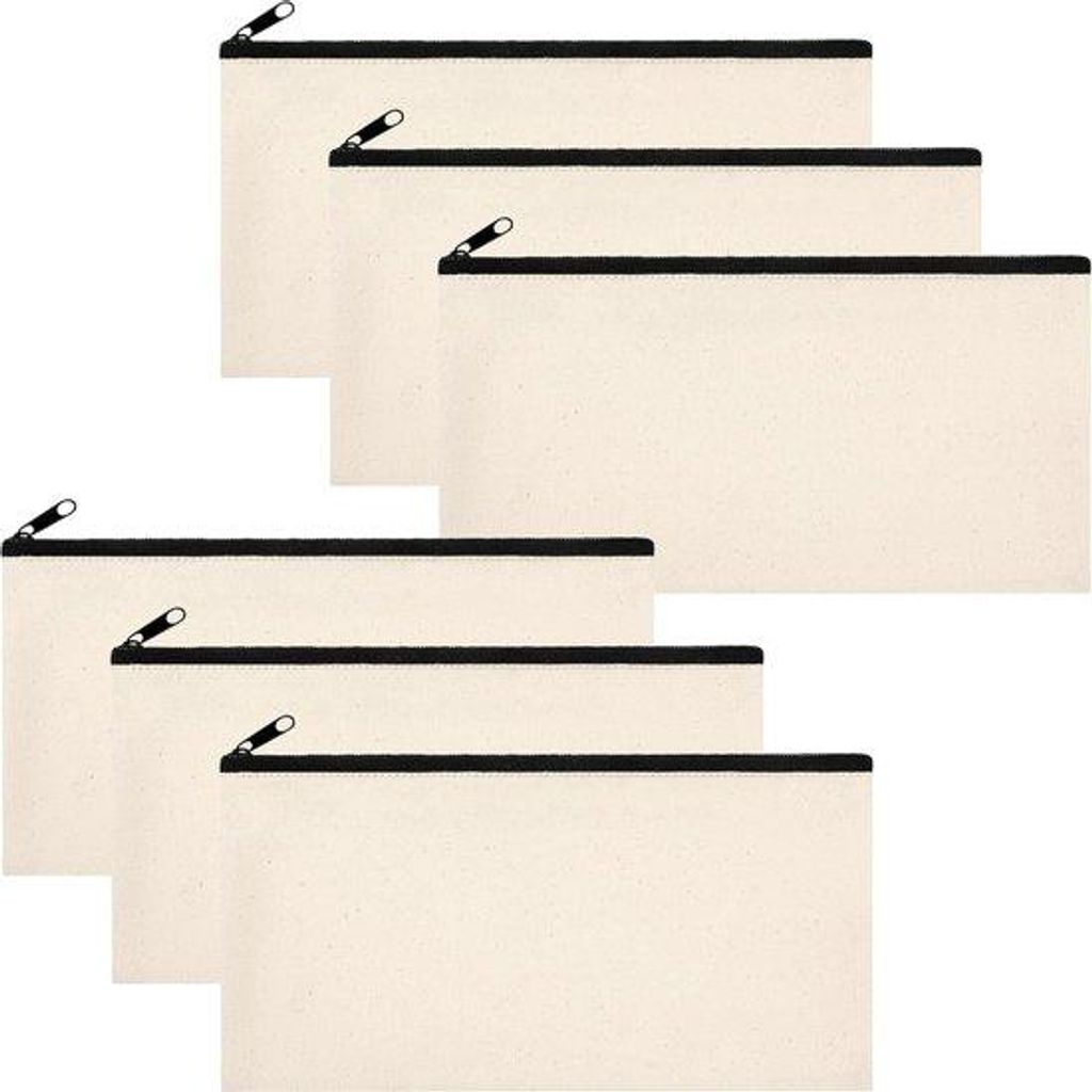 Klein katoenen tasje met rits und 6er Set, weiß, für DIY, Basteln, Reisen